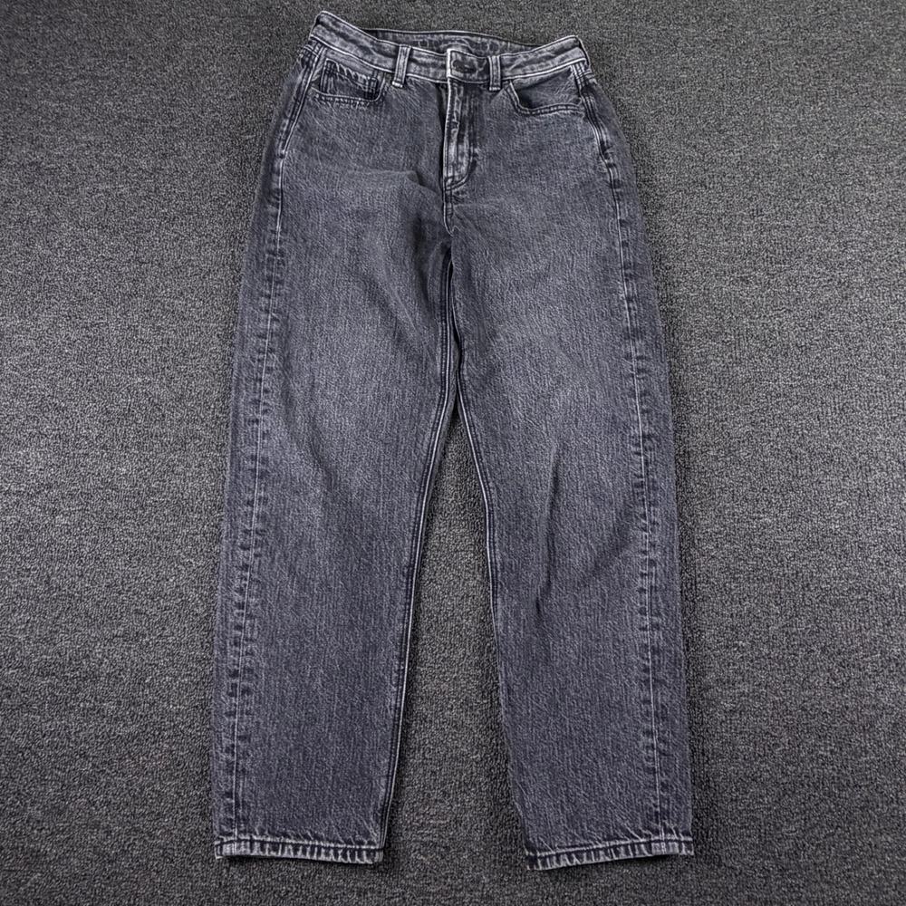 American Eagle Jeans Womens 2 Short Mom Jean Grey Acid Wash EUC